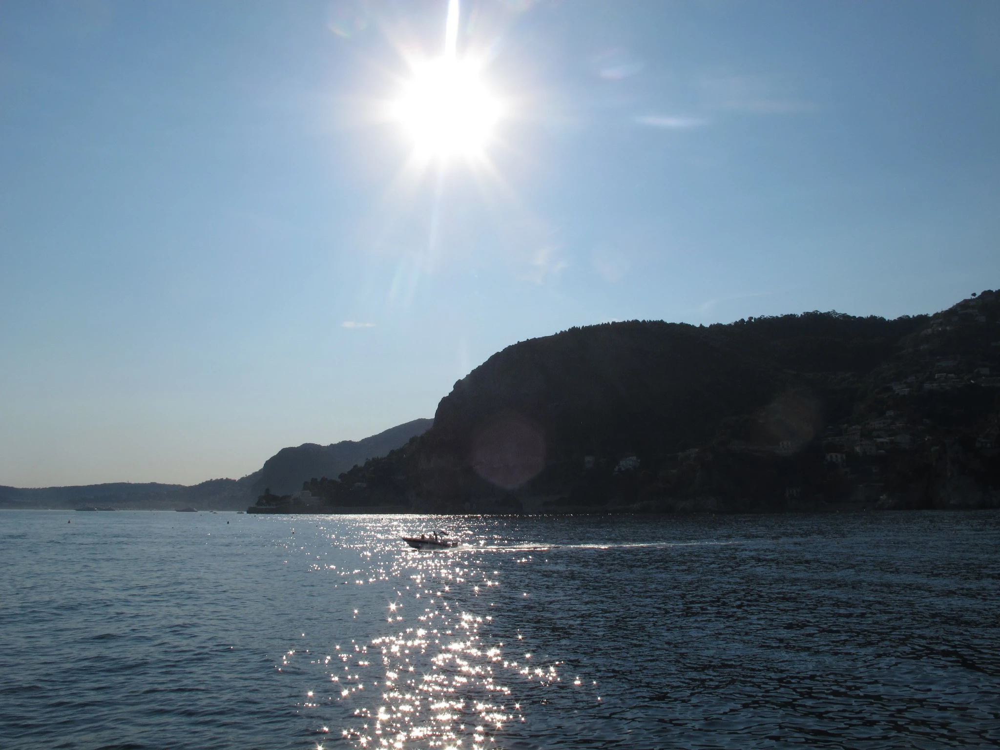 Sunlight sparkling across the Mediterranean